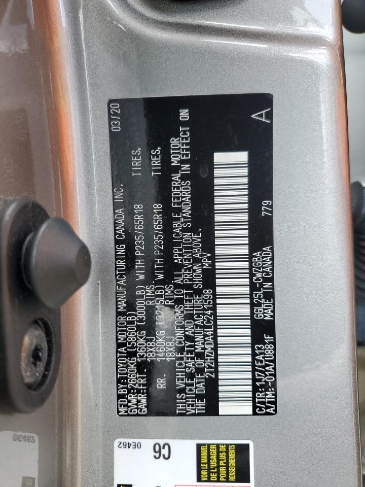 2T2HZMDA4LC241598 2020 Lexus Rx 350