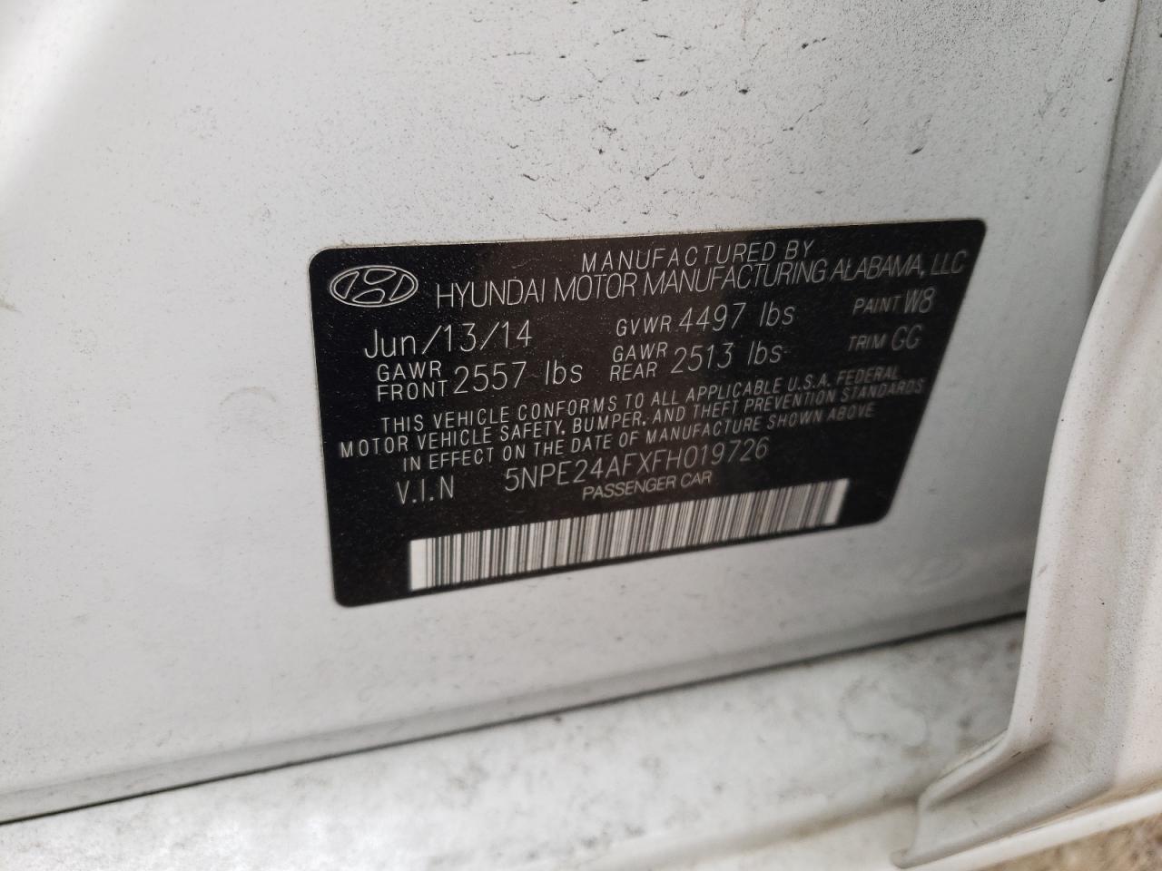 5NPE24AFXFH019726 2015 Hyundai Sonata Se