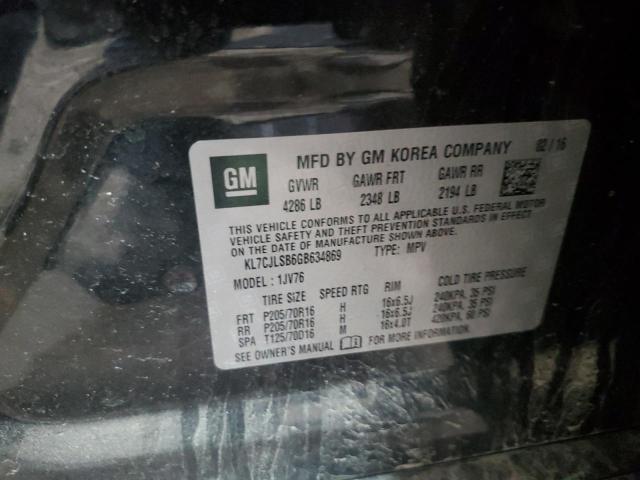 2016 Chevrolet Trax 1Lt VIN: KL7CJLSB6GB634869 Lot: 59817184