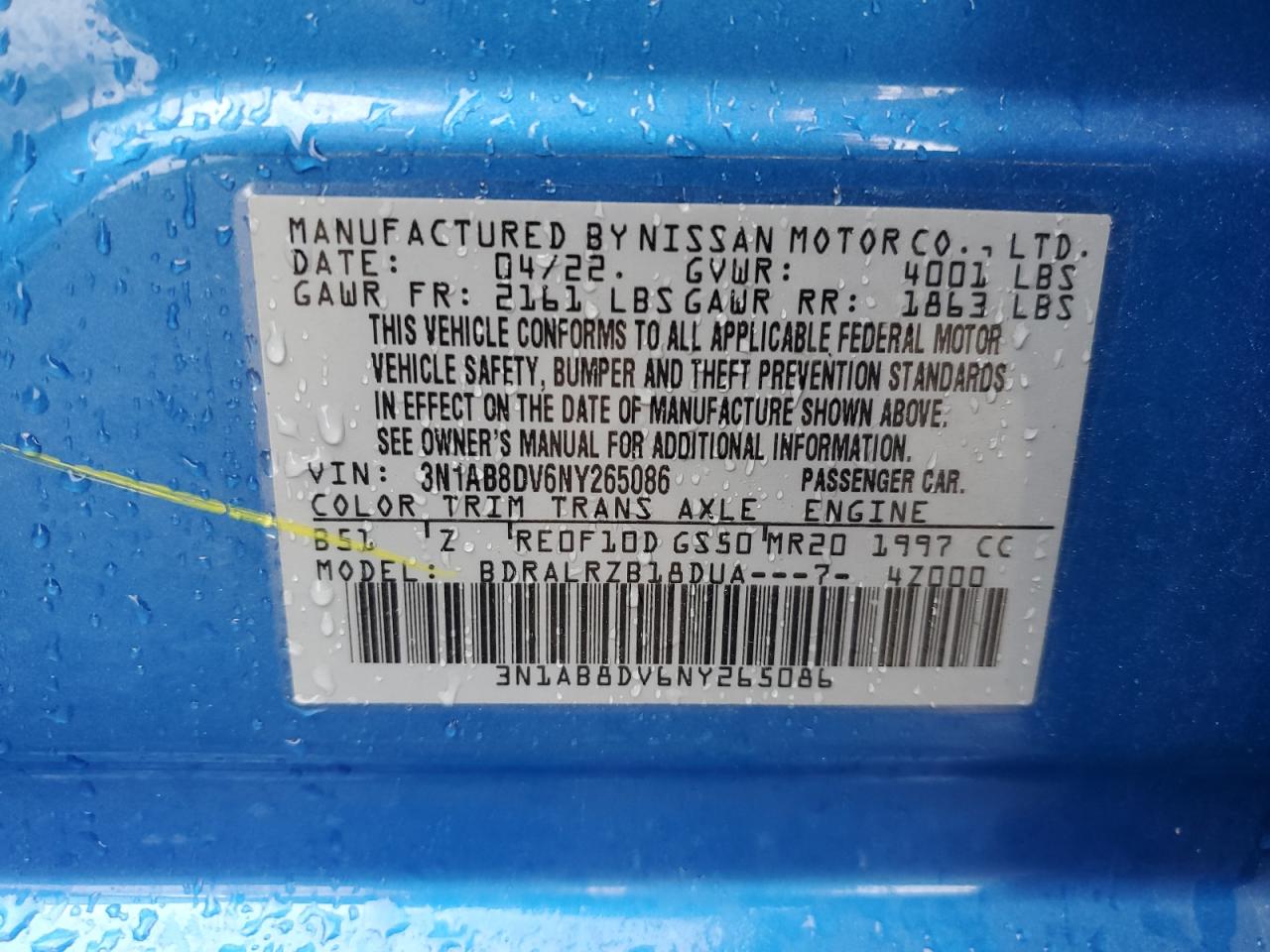 3N1AB8DV6NY265086 2022 Nissan Sentra Sr