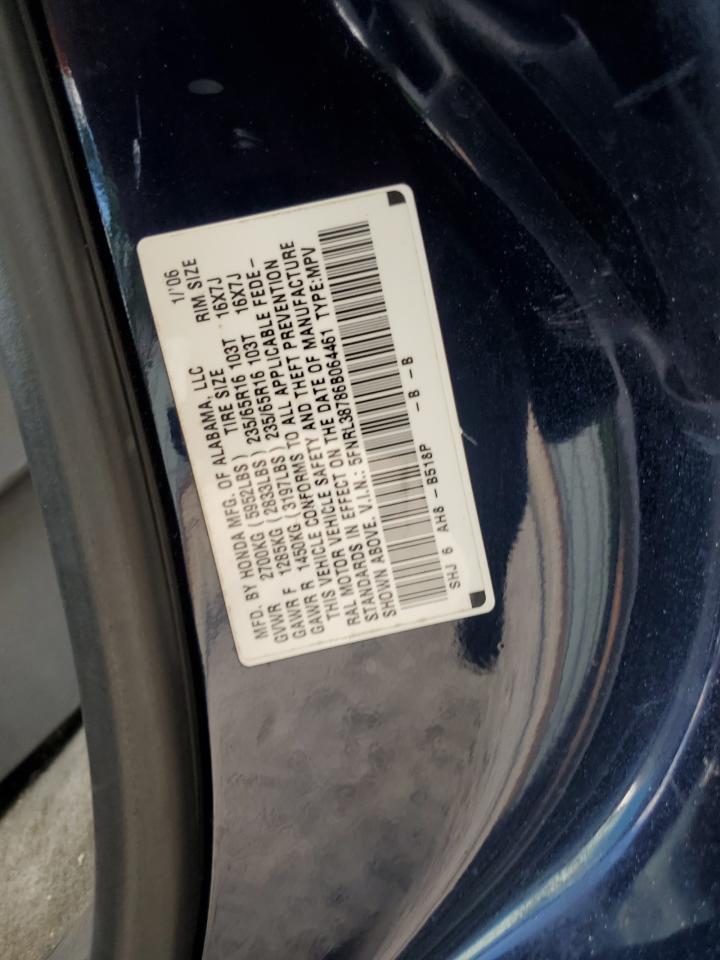 5FNRL38786B064461 2006 Honda Odyssey Exl