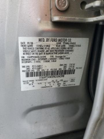 2009 Ford Taurus Sel VIN: 1FAHP24WX9G104398 Lot: 58846764