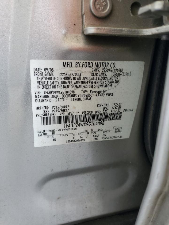 1FAHP24WX9G104398 2009 Ford Taurus Sel