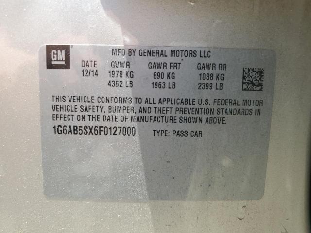 2015 Cadillac Ats Luxury VIN: 1G6AB5SX6F0127000 Lot: 58420654