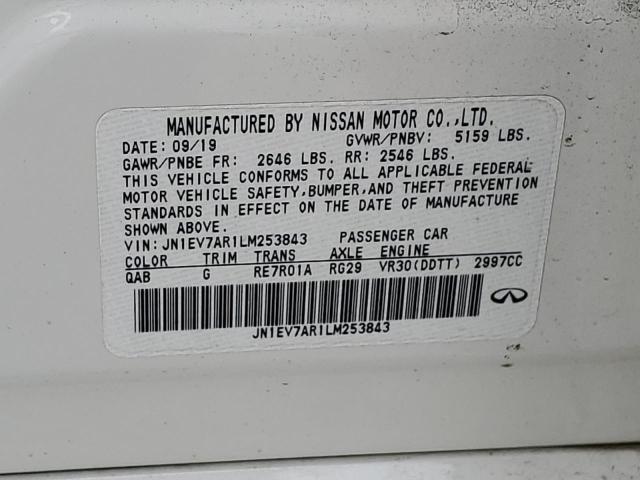 2020 Infiniti Q50 Pure VIN: JN1EV7AR1LM253843 Lot: 57958094