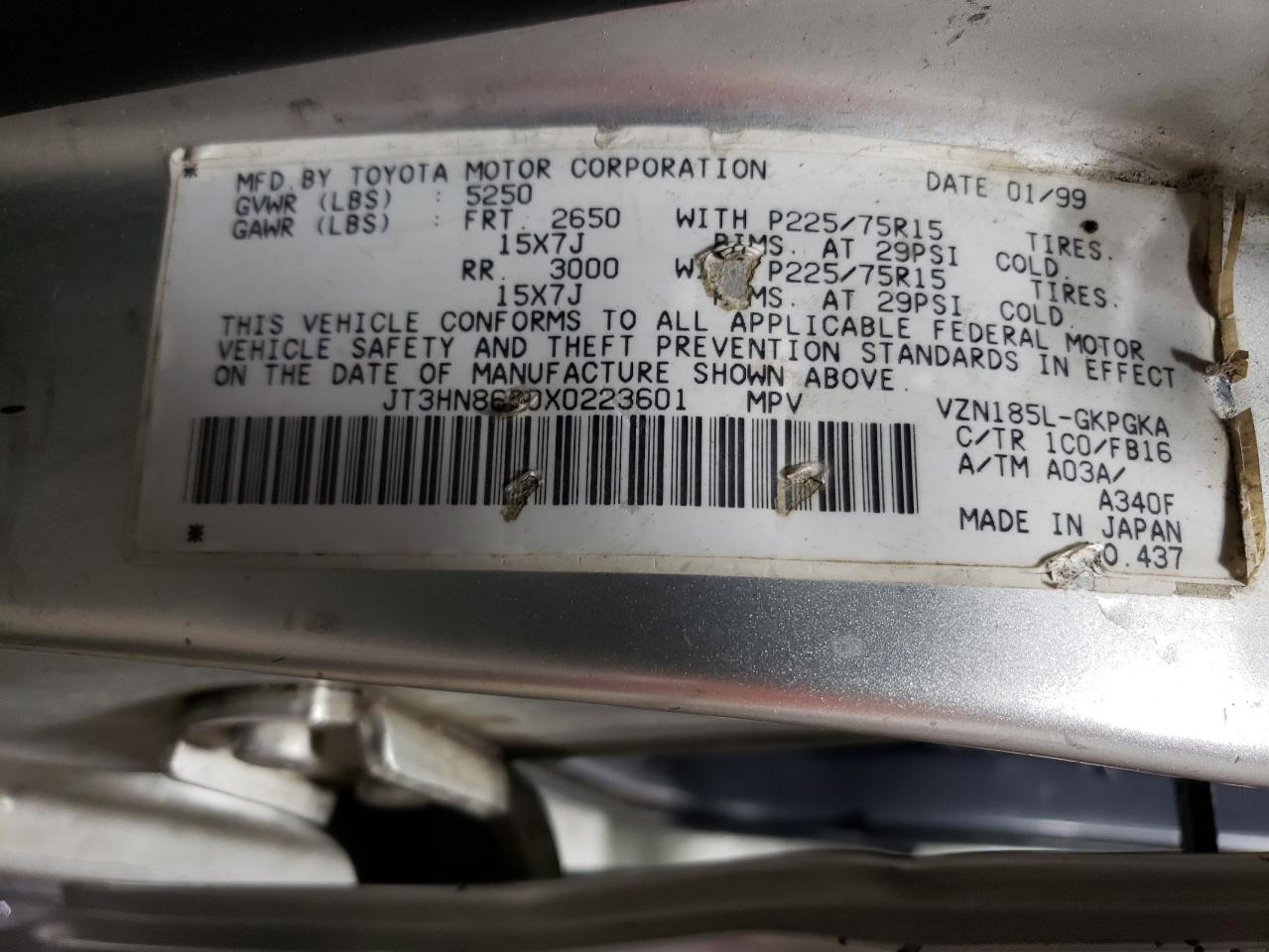 JT3HN86R0X0223601 1999 Toyota 4Runner Sr5