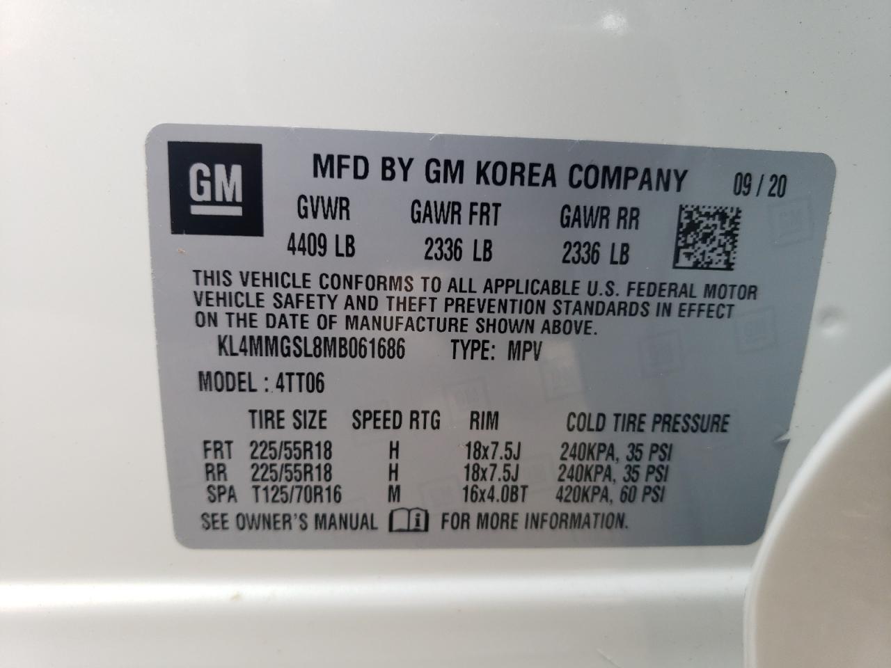 KL4MMGSL8MB061686 2021 Buick Encore Gx Essence