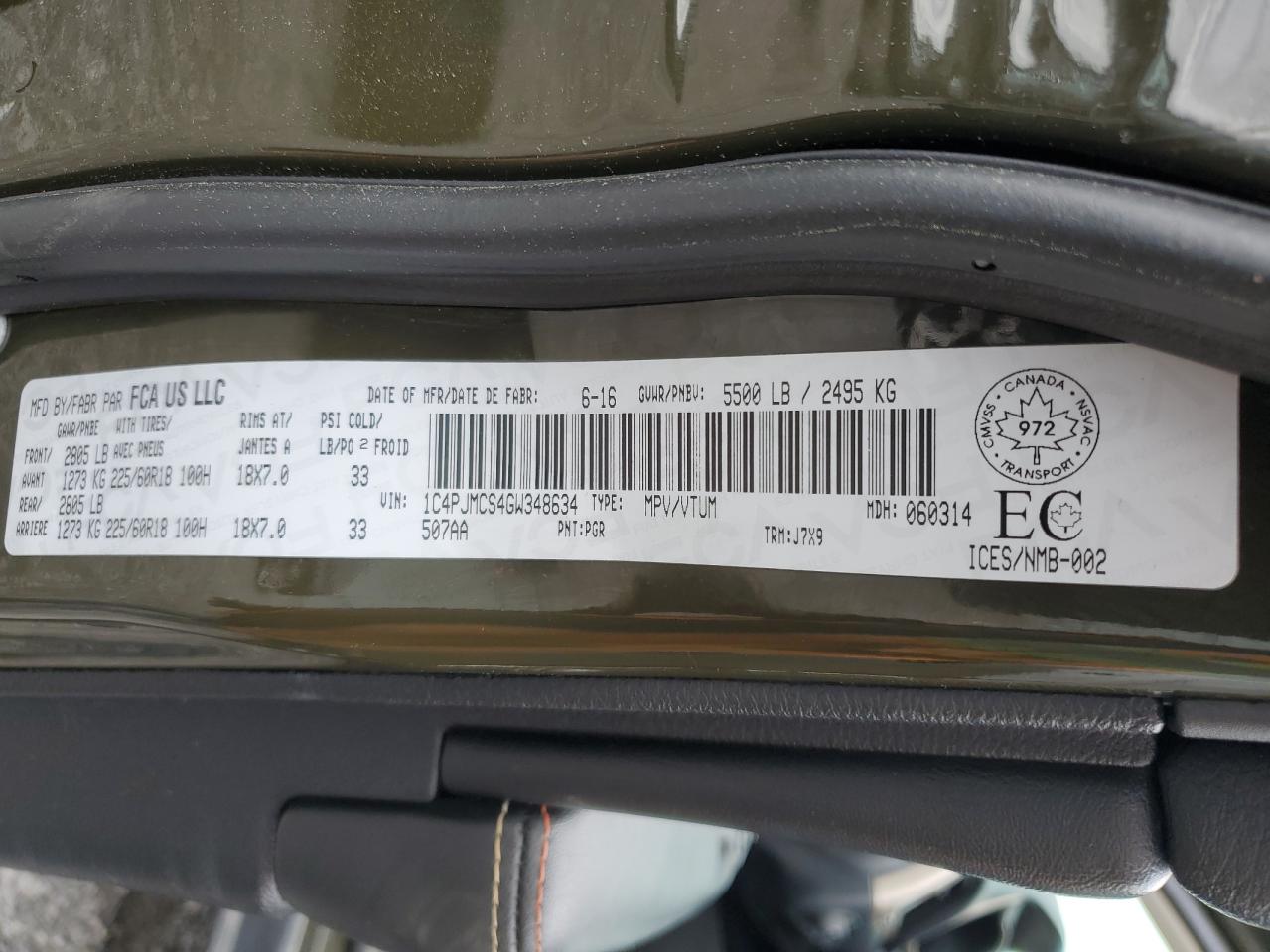 1C4PJMCS4GW348634 2016 Jeep Cherokee Latitude