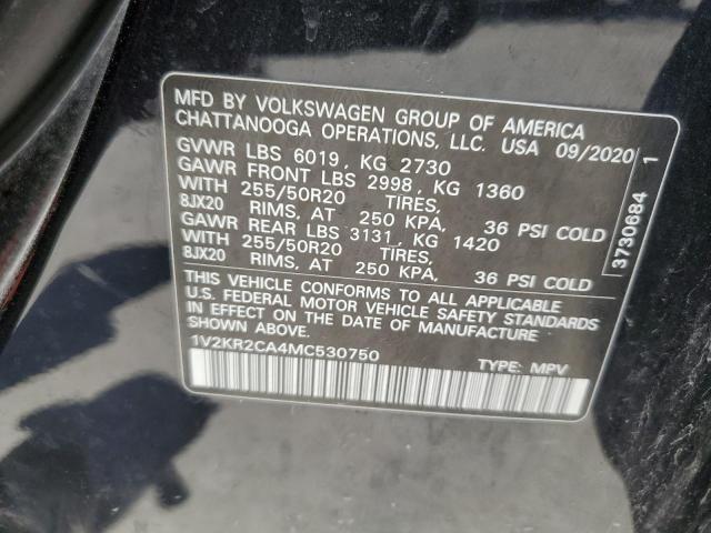 2021 Volkswagen Atlas Se VIN: 1V2KR2CA4MC530750 Lot: 60248154