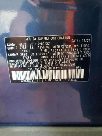 2022 Subaru Outback Premium VIN: 4S4BTACC5N3164289 Lot: 59905884