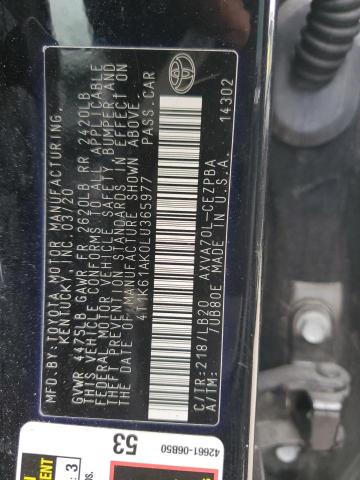 VIN 4T1K61AK0LU365977 2020 Toyota Camry, Xse no.12