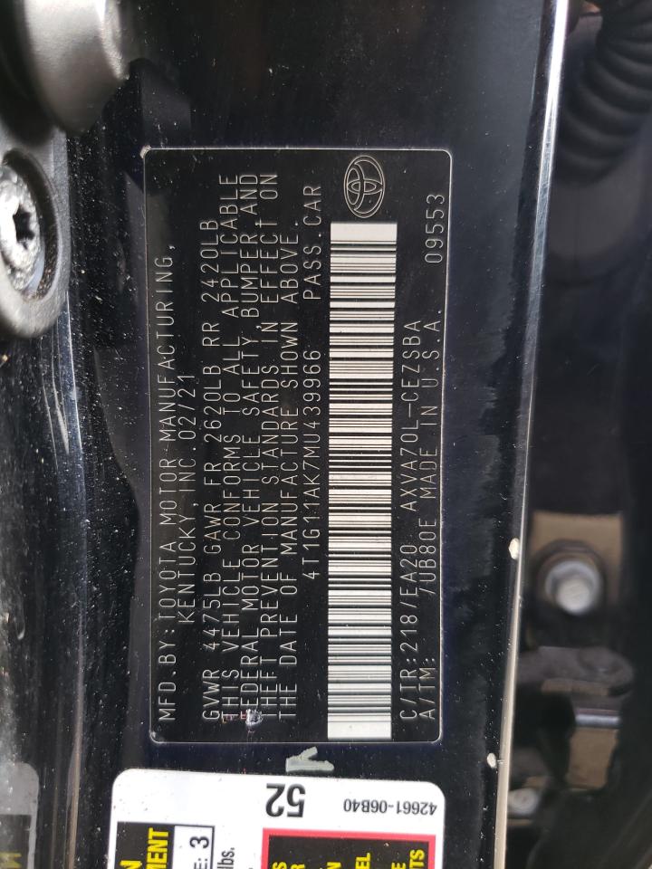 4T1G11AK7MU439966 2021 Toyota Camry Se