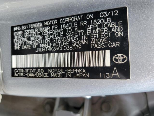 2012 Toyota Yaris VIN: JTDBT4K39CL038389 Lot: 58964664