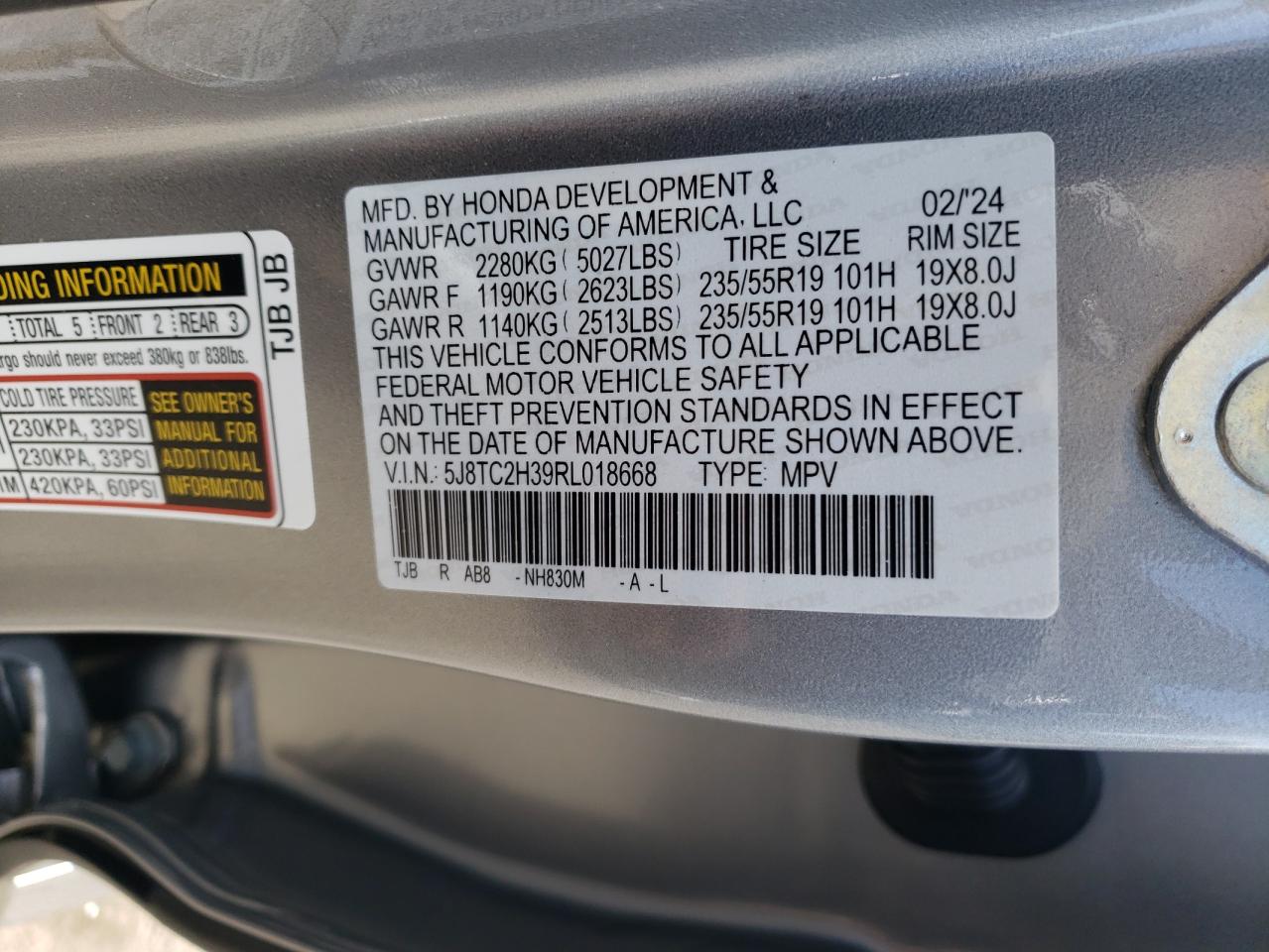 5J8TC2H39RL018668 2024 Acura Rdx