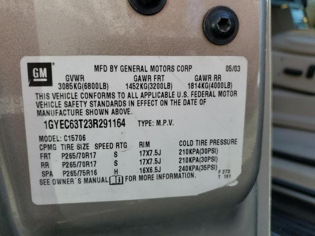 2003 Cadillac Escalade Luxury VIN: 1GYEC63T23R291164 Lot: 60697464