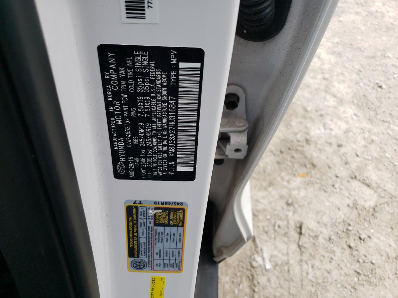 KM8J33A27HU316847 2017 Hyundai Tucson Limited