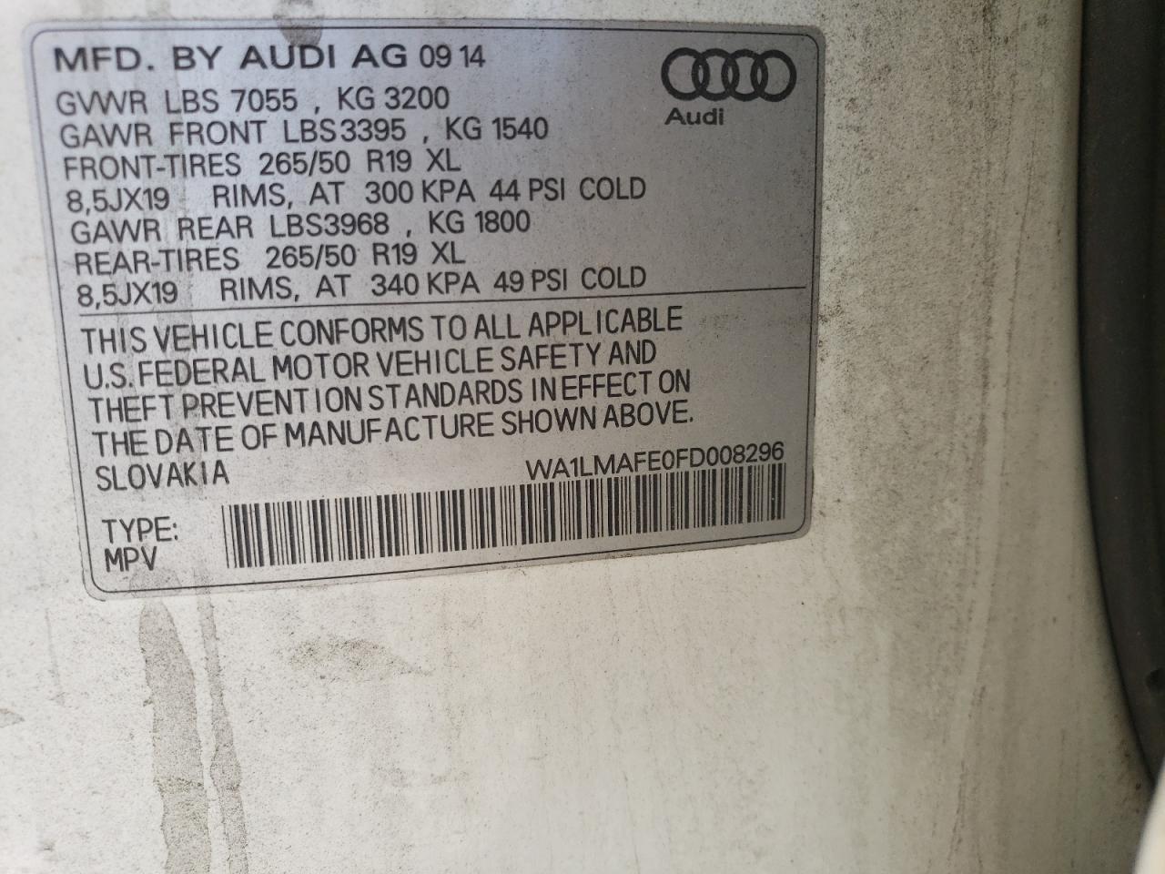 WA1LMAFE0FD008296 2015 Audi Q7 Tdi Premium Plus