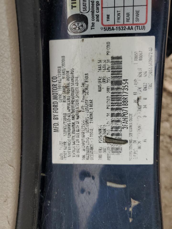3FAHP07188R173554 2008 Ford Fusion Se