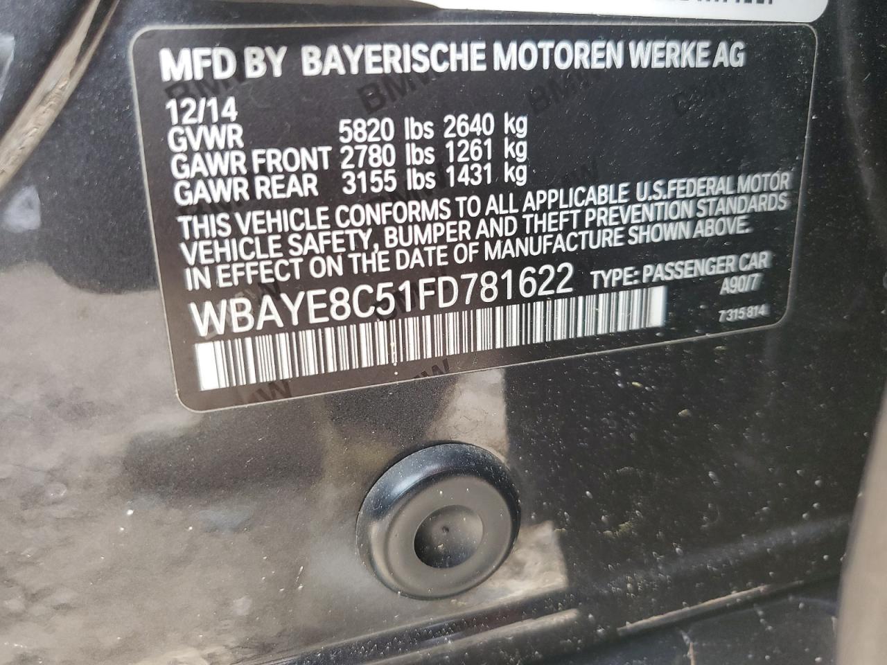 WBAYE8C51FD781622 2015 BMW 750 Li
