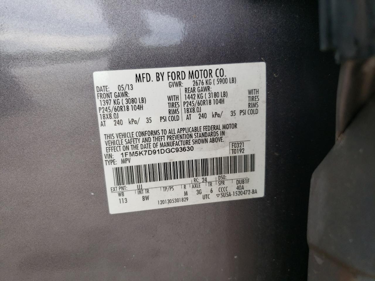 1FM5K7D91DGC93630 2013 Ford Explorer Xlt