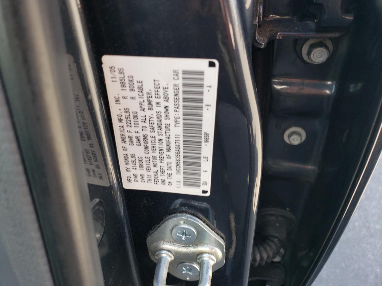 1HGCM56356A047111 2006 Honda Accord Se