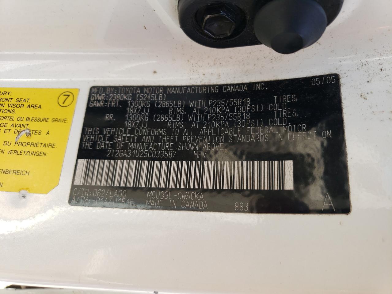 2T2GA31U25C033587 2005 Lexus Rx 330