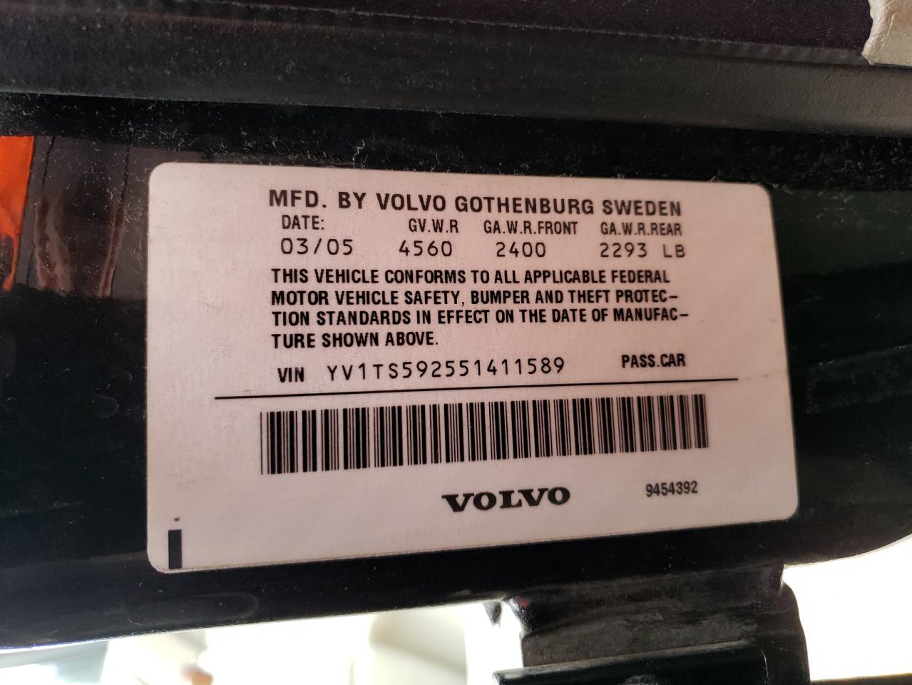 YV1TS592551411589 2005 Volvo S80 2.5T