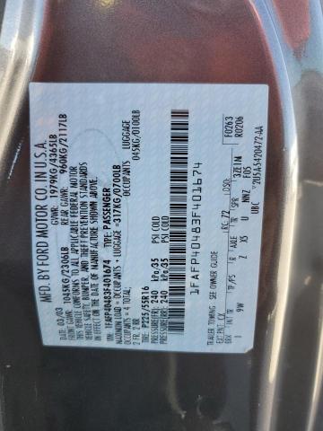 2003 Ford Mustang VIN: 1FAFP40483F401674 Lot: 58984104