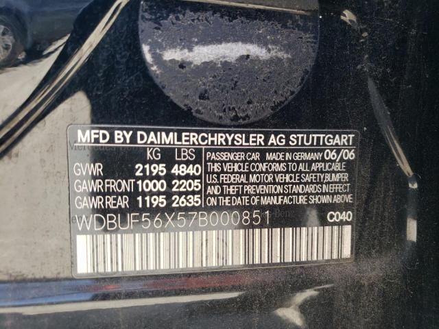 2007 Mercedes-Benz E 350 VIN: WDBUF56X57B000851 Lot: 59573104