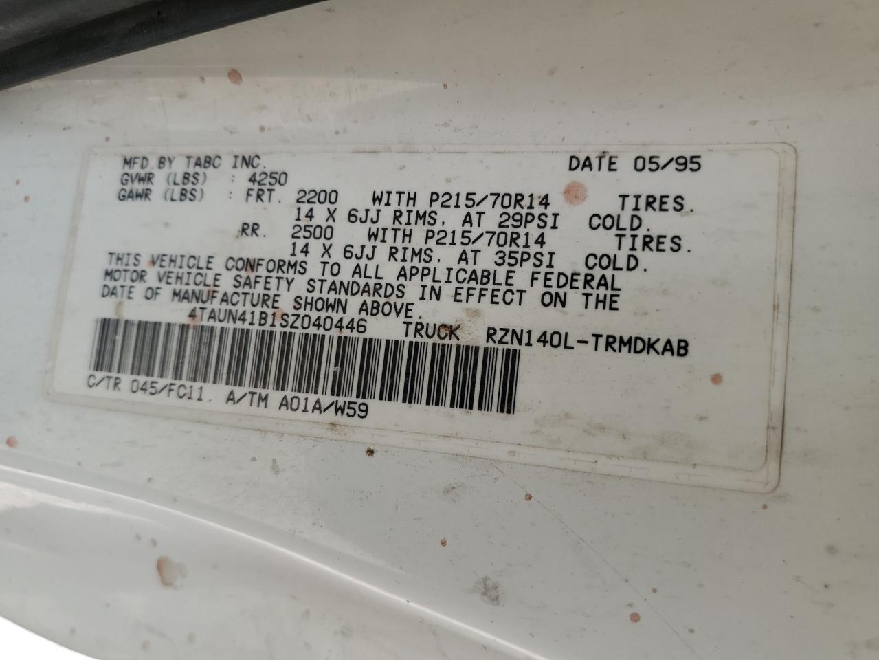 4TAUN41B1SZ040446 1995 Toyota Tacoma