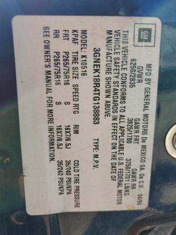 1996 Chevrolet Tahoe K1500 VIN: 3GNEK18R4TG138883 Lot: 58180914