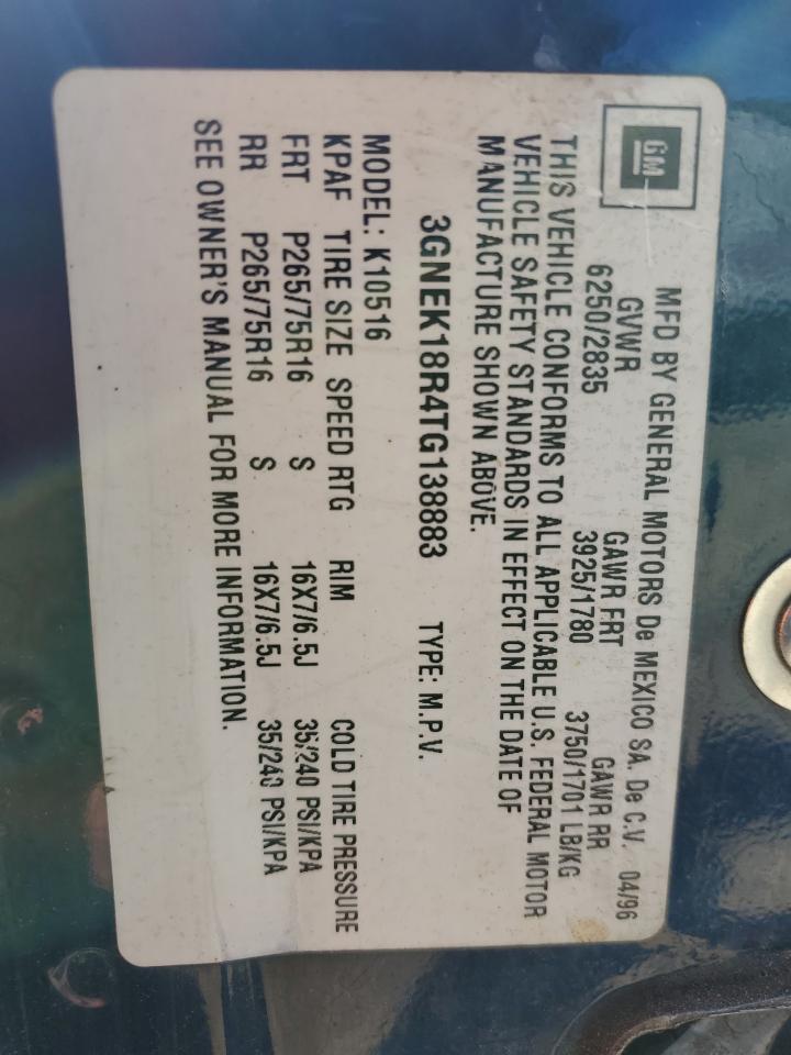 3GNEK18R4TG138883 1996 Chevrolet Tahoe K1500