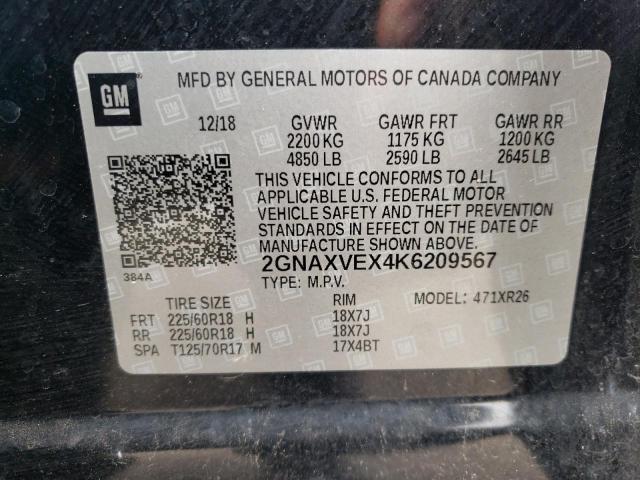 2019 Chevrolet Equinox Lt VIN: 2GNAXVEX4K6209567 Lot: 59938304