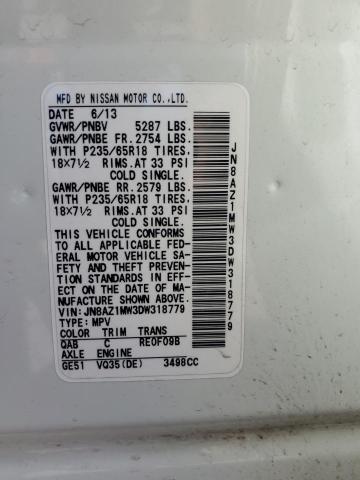 2013 Nissan Murano S VIN: JN8AZ1MW3DW318779 Lot: 56500744