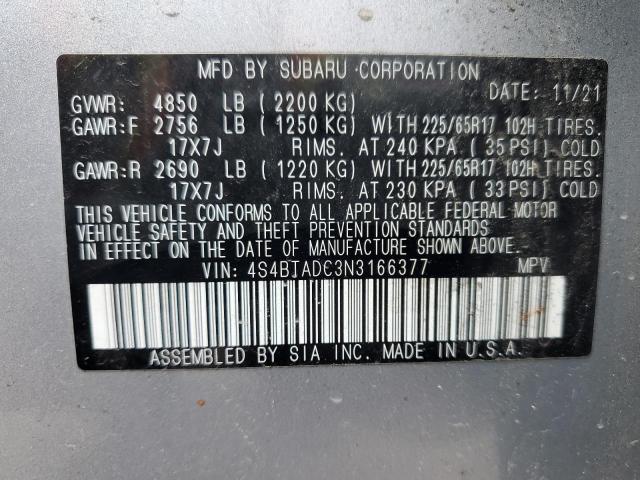 VIN 4S4BTADC3N3166377 2022 SUBARU OUTBACK no.14