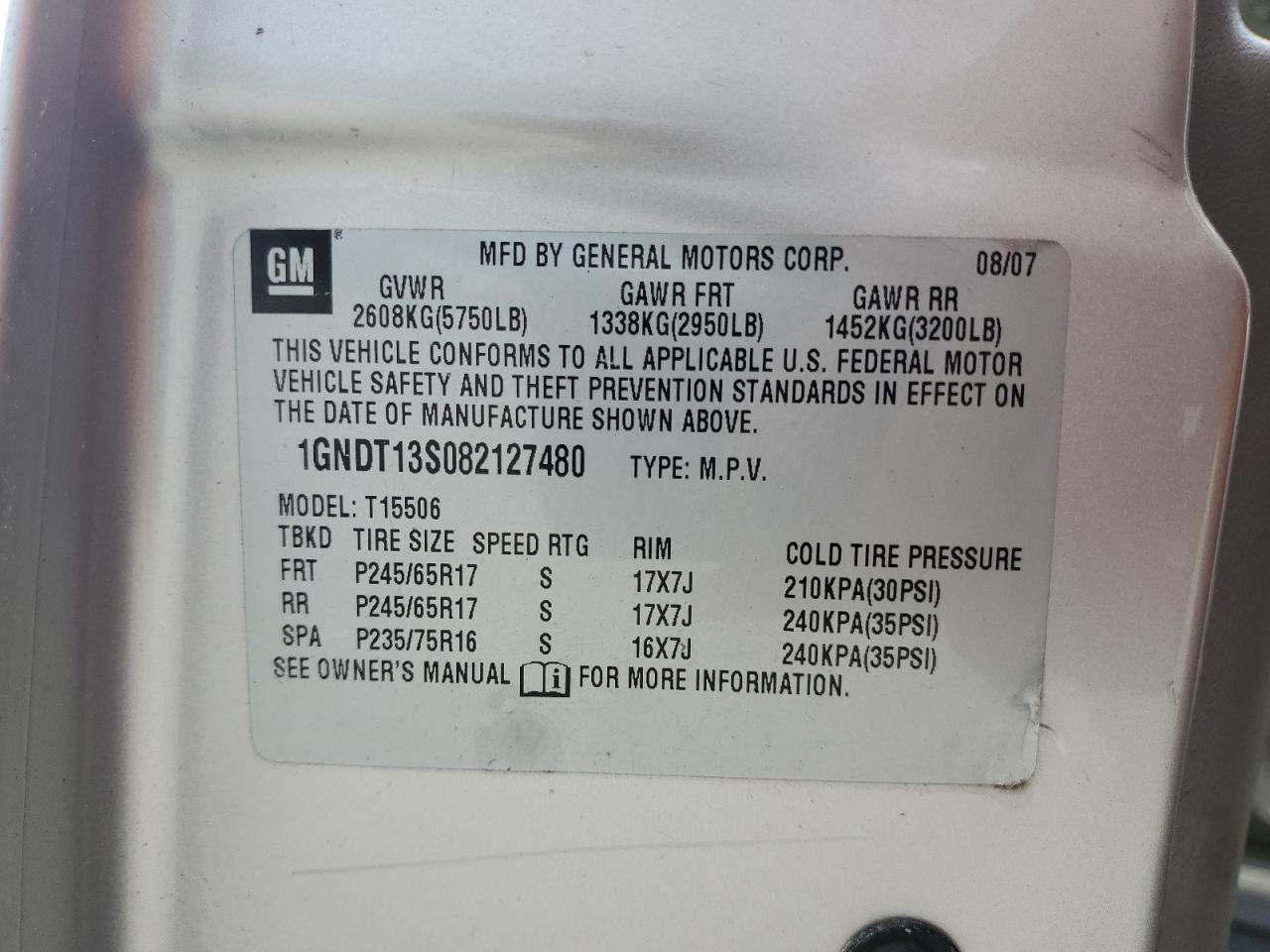 1GNDT13S082127480 2008 Chevrolet Trailblazer Ls