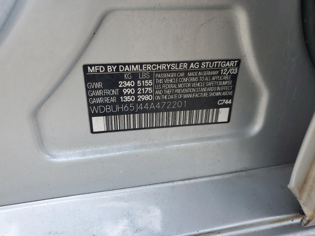 WDBUH65J44A472201 2004 Mercedes-Benz E 320