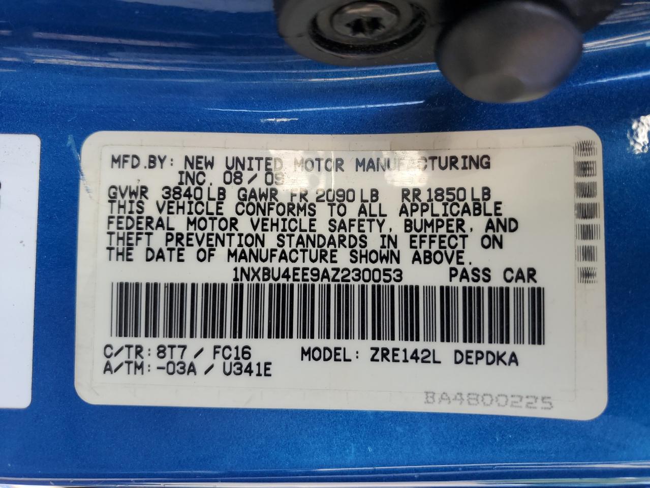 1NXBU4EE9AZ230053 2010 Toyota Corolla Base