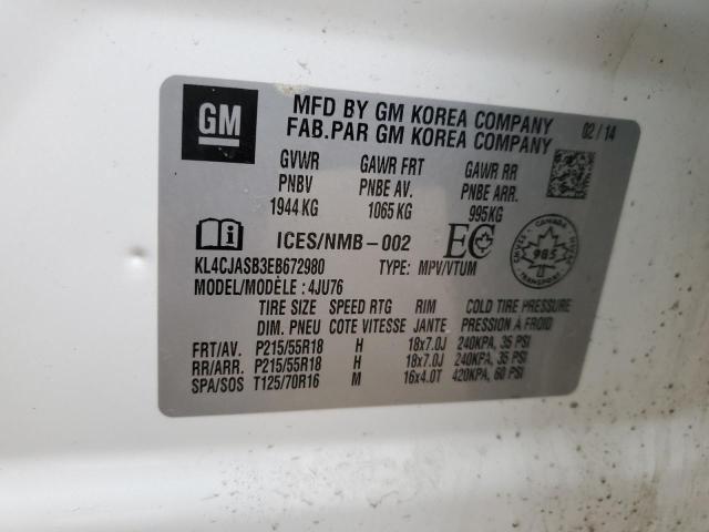 2014 Buick Encore VIN: KL4CJASB3EB672980 Lot: 57487534