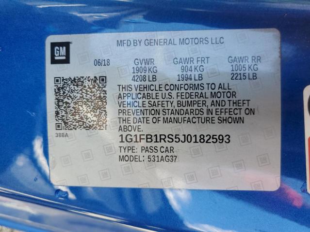 2018 Chevrolet Camaro Lt VIN: 1G1FB1RS5J0182593 Lot: 60127614