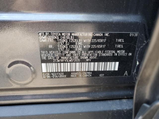 2020 Toyota Rav4 Xle VIN: 2T3W1RFV5LW072035 Lot: 59162914
