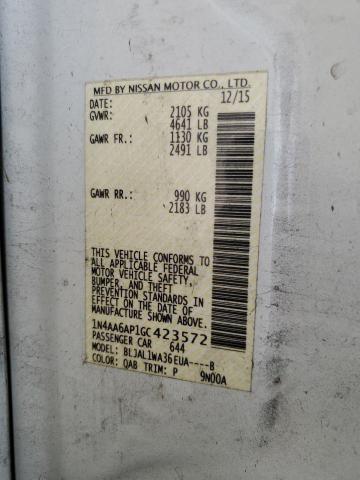 2016 Nissan Maxima 3.5S VIN: 1N4AA6AP1GC423572 Lot: 57017734