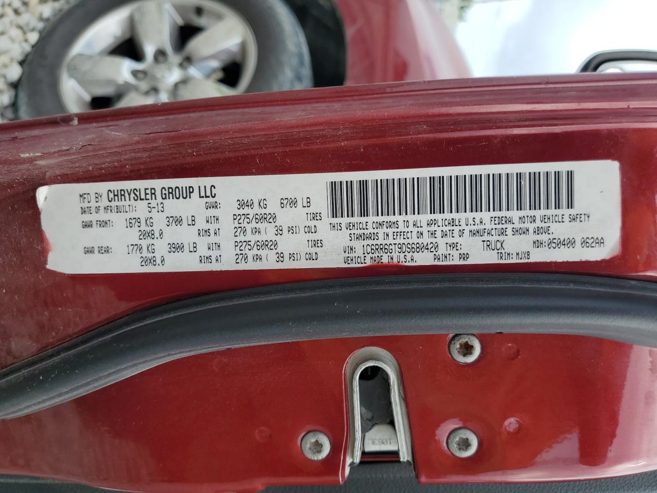 1C6RR6GT9DS680420 2013 Ram 1500 Slt