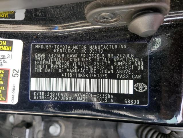 4T1B11HK8KU761979 2019 TOYOTA CAMRY - Image 13