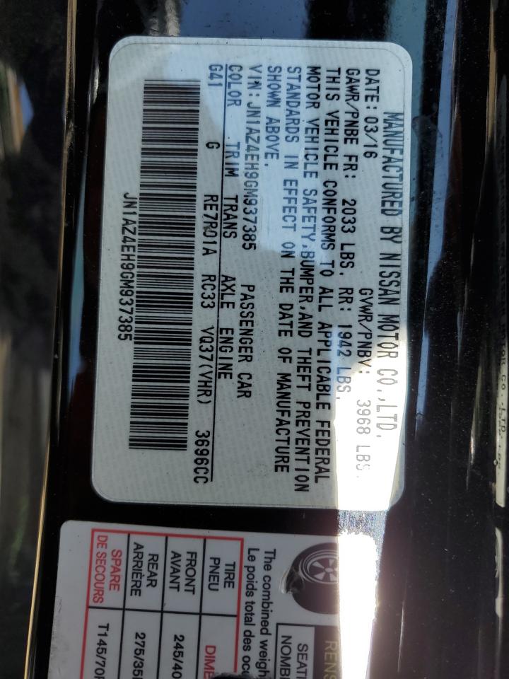 JN1AZ4EH9GM937385 2016 Nissan 370Z Base