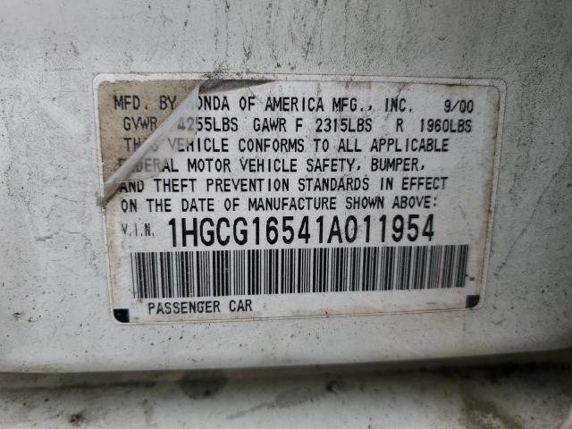 2001 Honda Accord Ex VIN: 1HGCG16541A011954 Lot: 60854804