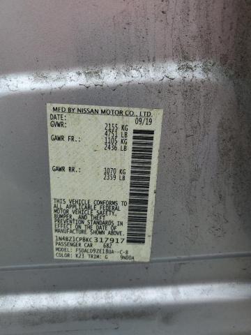 2019 Nissan Leaf S Plus VIN: 1N4BZ1CP8KC317917 Lot: 57871534