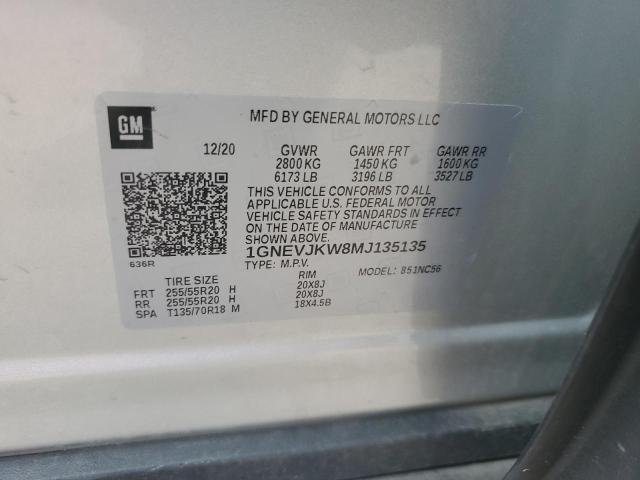 2021 Chevrolet Traverse Rs VIN: 1GNEVJKW8MJ135135 Lot: 57656344