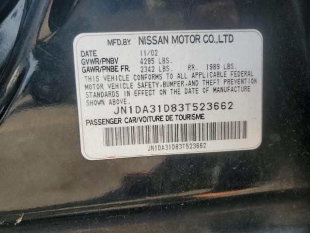 2003 Nissan Maxima Gle VIN: JN1DA31D83T523662 Lot: 58683384