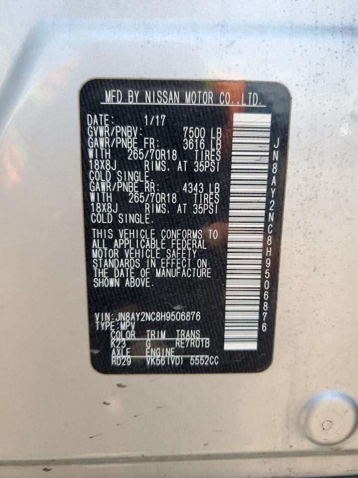 JN8AY2NC8H9506876 2017 Nissan Armada Sv